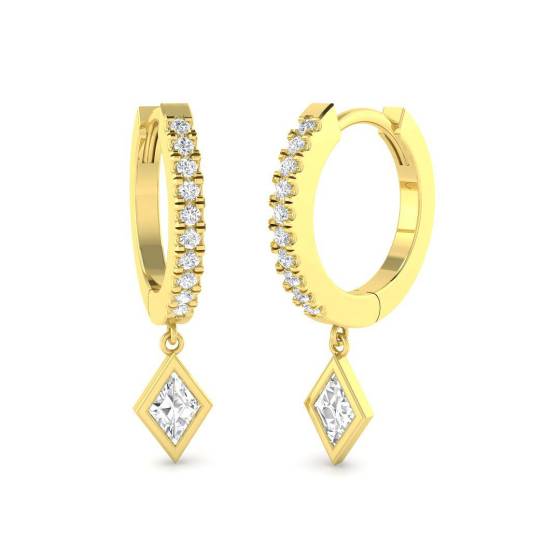 0.48ct SI2/G Round cut Diamond Drop Earrings in 18k Yellow Gold