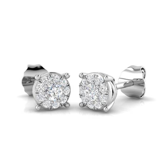 0.22ct SI2/G Round cut Diamond Cluster Earrings in 9k White Gold