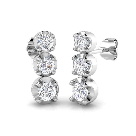 1.11ct SI2/G Round cut Diamond Drop Earrings in 18k White Gold