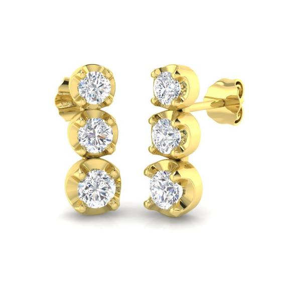 1.11ct SI2/G Round cut Diamond Drop Earrings in 18k Yellow Gold