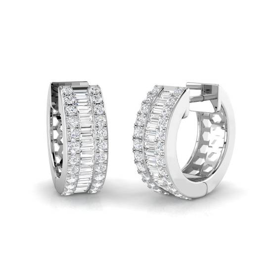 0.90ct SI2/G Round cut Diamond Hoop Earrings in 9k White Gold