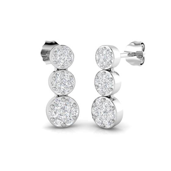 0.75ct I1/G Round cut Diamond Drop Earrings in 9k White Gold