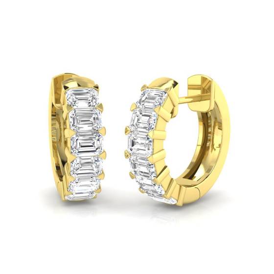 1.81ct SI2/G Emerald cut Diamond Hoop Earrings in 18k Yellow Gold