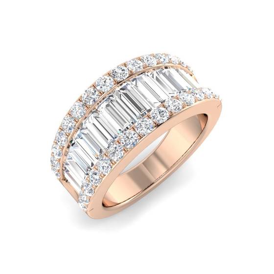 1.87ct SI1/G Baguette cut Diamond Designer Ring in 18k Rose Gold