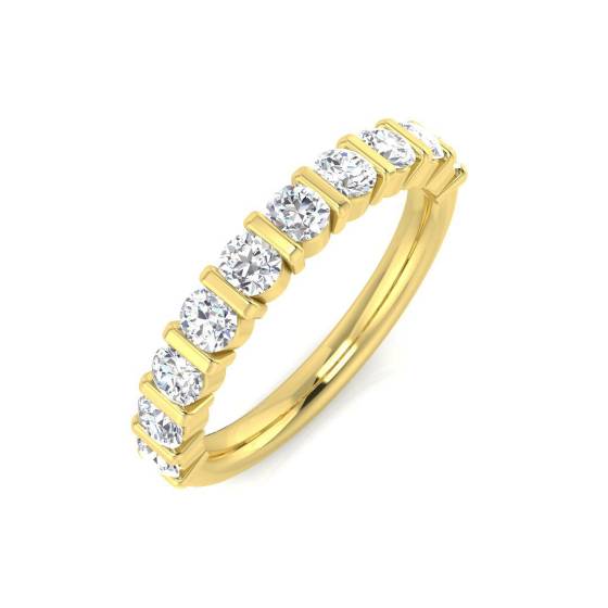 0.80ct SI2/G Round cut Diamond Half Eternity Ring in 18k Yellow Gold