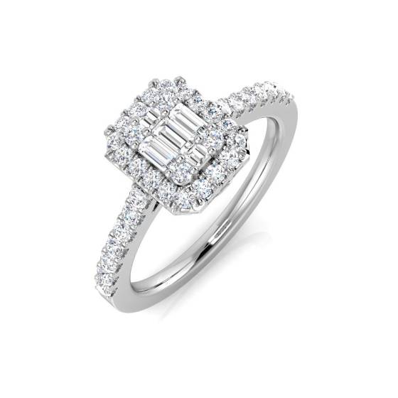 0.50ct SI2/G Round cut Diamond Designer Ring in 18k White Gold