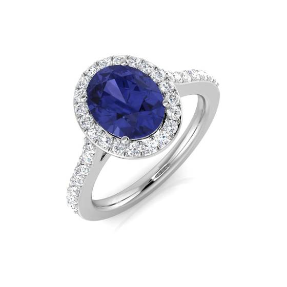 2.26ct SI2/G Oval cut Tanzanite Gemstone Ring in Platinum