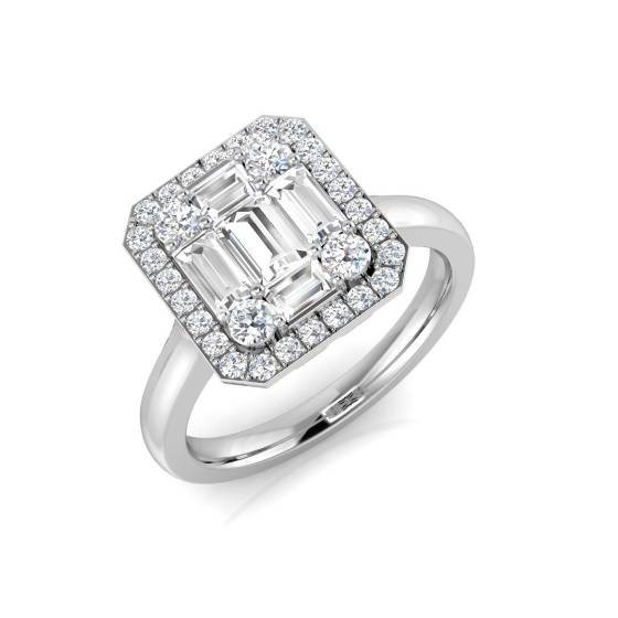 1.00ct SI1/G Round cut Diamond Designer Ring in 18k White Gold