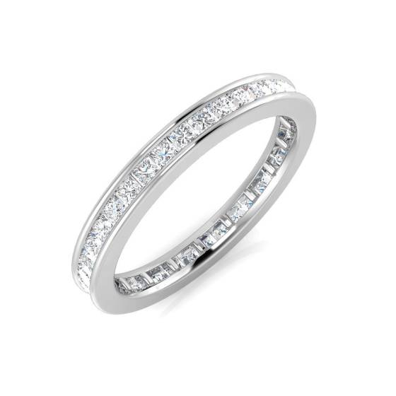 1.00ct SI1/G Princess cut Diamond Full Eternity Ring in 18k White Gold