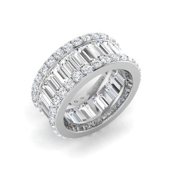 4.61ct SI1/G Baguette cut Diamond Full Eternity Ring in 18k White Gold