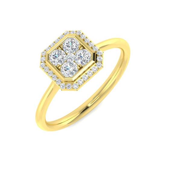 0.27ct SI2/G Round cut Diamond Cluster Ring in 18k Yellow Gold