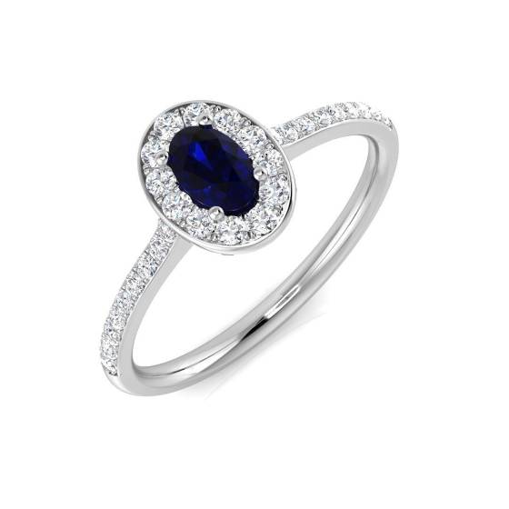 0.59ct SI2/G Oval cut Blue Sapphire Gemstone Ring in Platinum