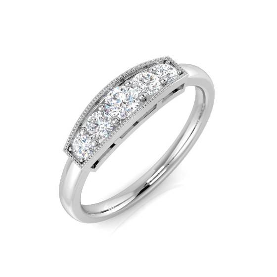 0.34ct SI2/G Round cut Diamond 5 Stone Ring in 18k White Gold