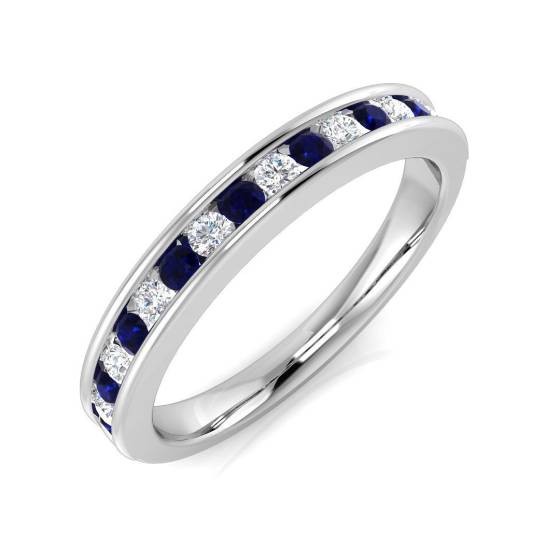 0.40ct SI2/G Round cut Blue Sapphire Gemstone Ring in Platinum