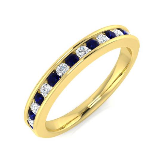 0.40ct SI2/G Round cut Blue Sapphire Gemstone Ring in 18k Yellow Gold