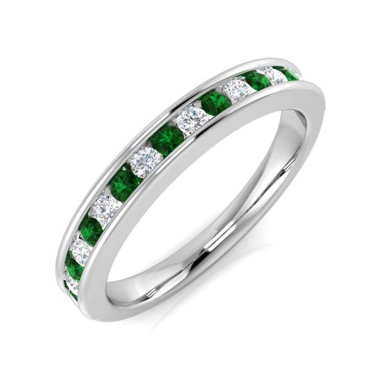 0.30ct SI2/G Round cut Green Emerald Gemstone Ring in Platinum