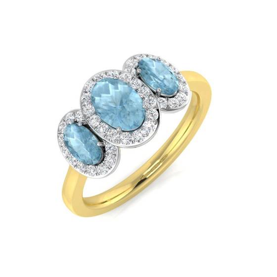 1.05ct SI2/G Oval cut Aquamarine Gemstone Ring in 9k Yellow Gold