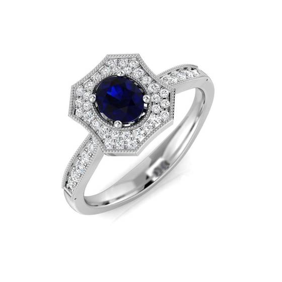 0.65ct SI2/G Oval cut Blue Sapphire Gemstone Ring in Platinum