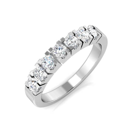 0.48ct SI1/G Round cut Diamond 7 Stone Ring in 18k White Gold