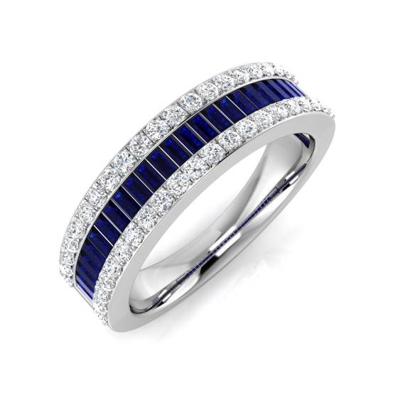 1.30ct SI2/G Princess cut Blue Sapphire Gemstone Ring in Platinum