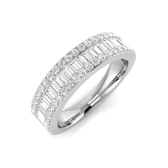 0.80ct SI2/G Baguette cut Diamond Designer Ring in 18k White Gold