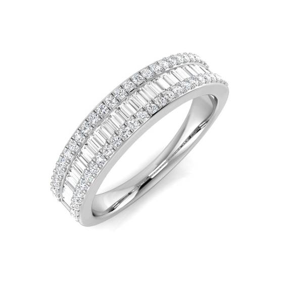 0.55ct SI2/G Baguette cut Diamond Designer Ring in 18k White Gold