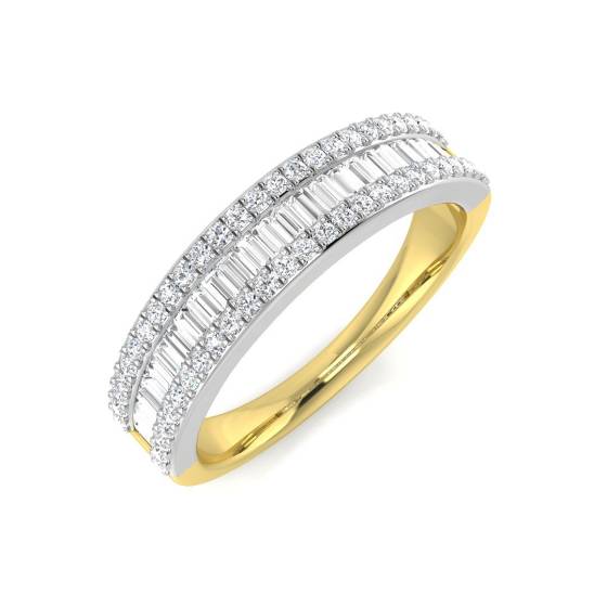 0.55ct SI2/G Baguette cut Diamond Designer Ring in 18k Yellow Gold