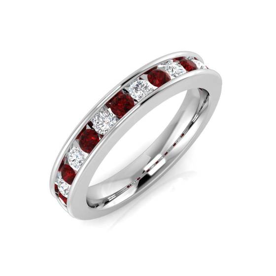 0.73ct SI2/G Round cut Ruby Gemstone Ring in Platinum