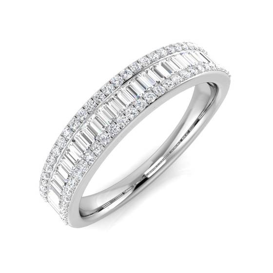 0.54ct SI2/G Baguette cut Diamond Designer Ring in 18k White Gold