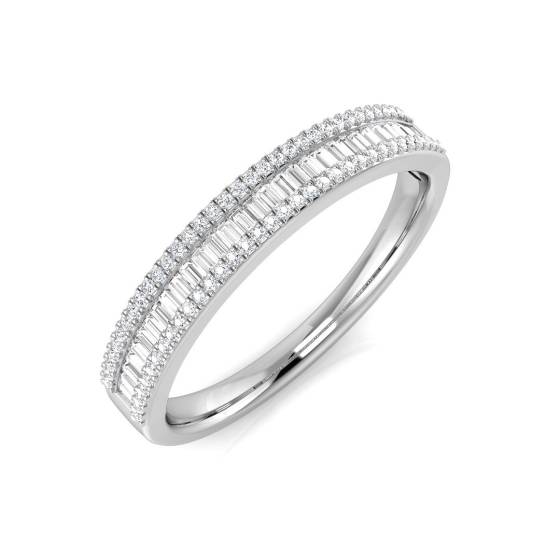 0.35ct SI2/G Baguette cut Diamond Designer Ring in 18k White Gold