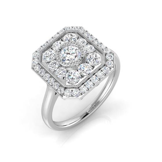 1.04ct SI2/G Round cut Diamond Vintage Ring in Platinum