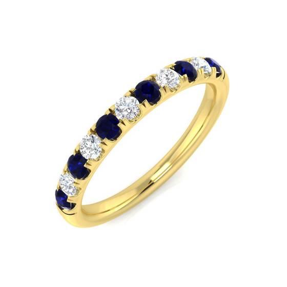 0.49ct SI2/G Round cut Blue Sapphire Gemstone Ring in 18k Yellow Gold