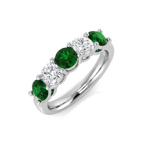 1.73ct SI2/G Round cut Green Emerald Gemstone Ring in Platinum