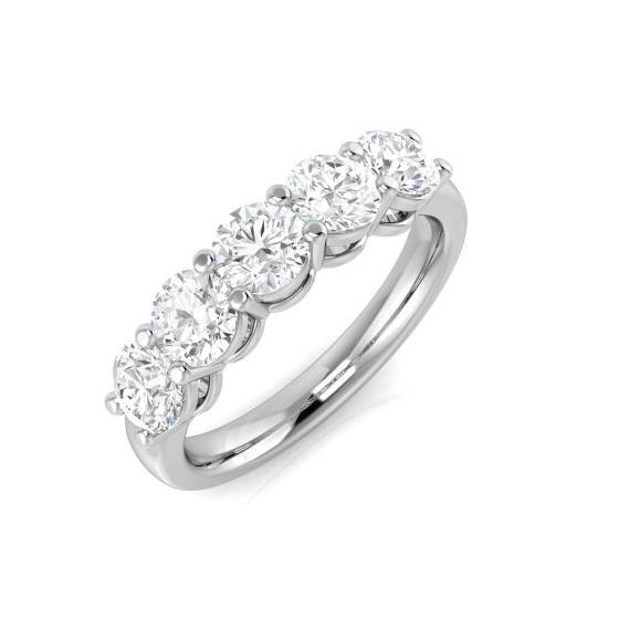 1.55ct I1/G Round cut Diamond 5 Stone Ring in Platinum