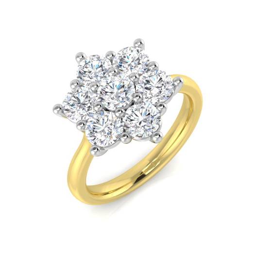 1.95ct VS/F Round cut Lab Grown 7 Stone Diamond Ring in 9k Yellow Gold