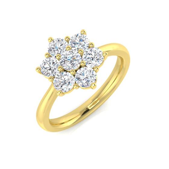 1.02ct VS/F Round cut Lab Grown 7 Stone Diamond Ring in 9k Yellow Gold