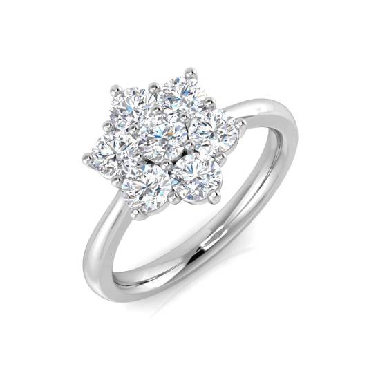 1.02ct I1/G Round cut 7 Stone Diamond Ring in 9k White Gold