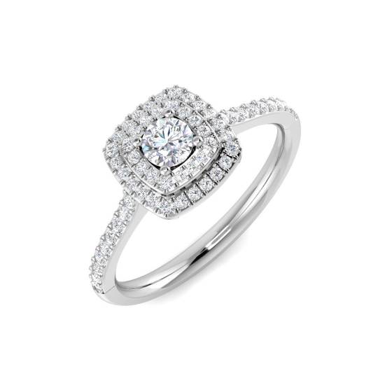 0.35ct SI2/G Round cut Halo Diamond Ring in 18k White Gold