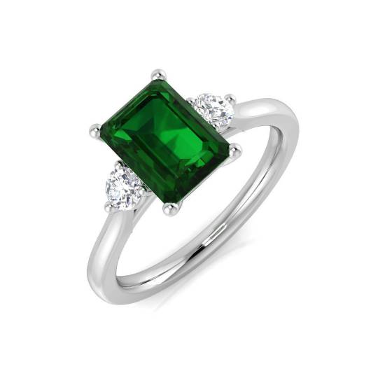 1.83ct SI2/G Emerald cut Green Emerald Gemstone Ring in Platinum