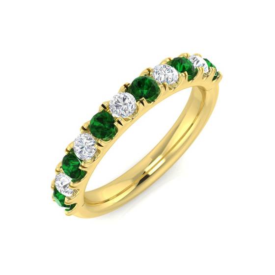 0.72ct SI2/G Round cut Emerald Gemstone Ring in 18k Yellow Gold