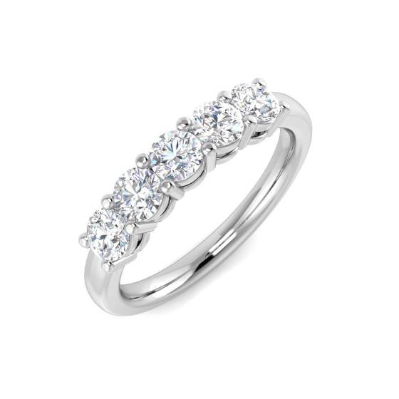 1.04ct SI2/G Round cut 5 Stone Diamond Ring in Platinum