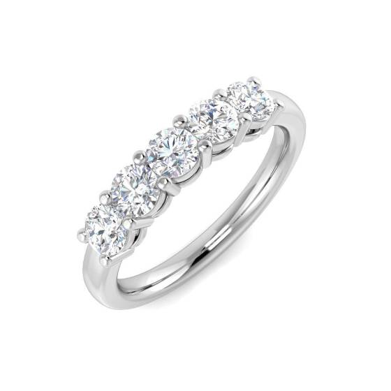 0.75ct I1/G Round cut Diamond 5 Stone Ring in 9k White Gold