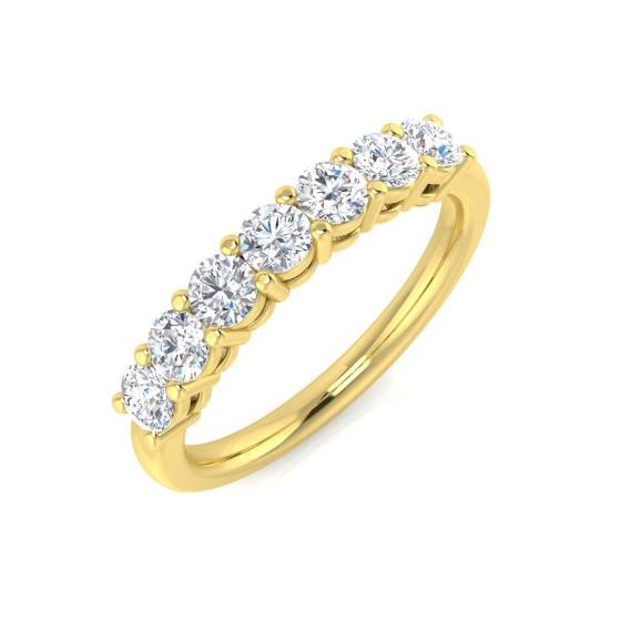 0.75ct SI2/G Round cut Diamond 7 Stone Ring in 18k Yellow Gold