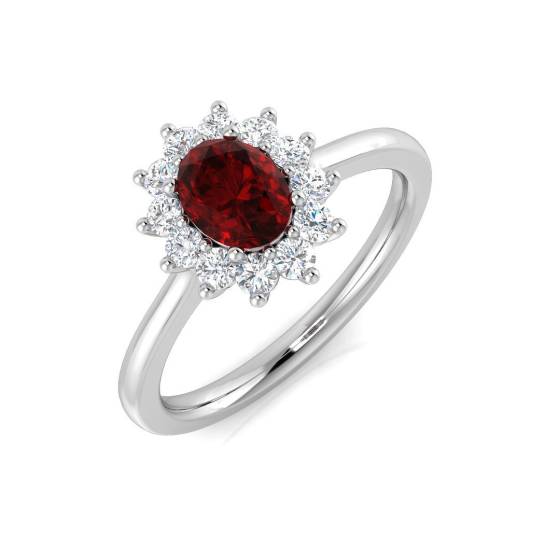 0.99ct SI2/G Oval cut Ruby Gemstone Ring in Platinum