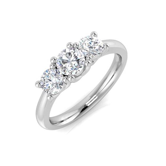 1.05ct SI2/G Round cut Diamond 3 Stone Ring in Platinum