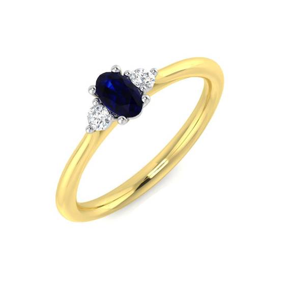 0.37ct SI2/G Oval cut Blue Sapphire Gemstone Ring in 18k Yellow Gold