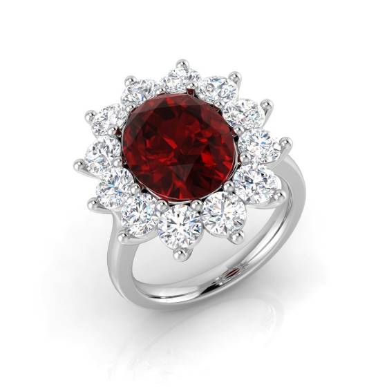 7.12ct SI2/G Oval cut Ruby Gemstone Ring in Platinum