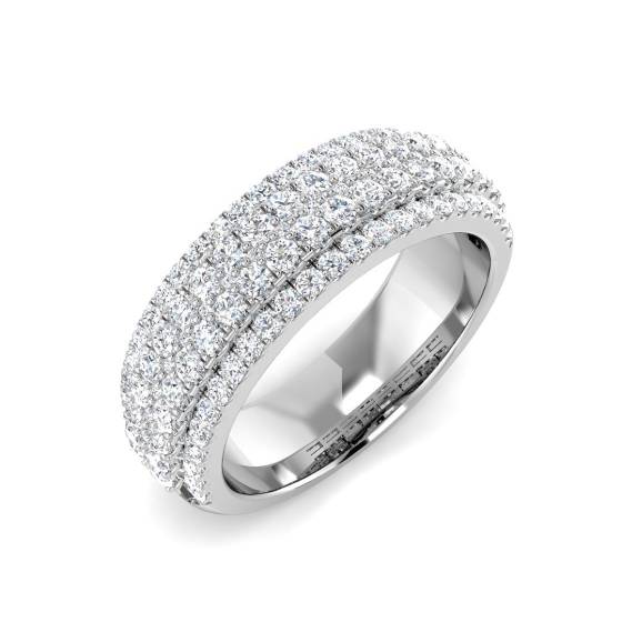 0.94ct SI2/G Round cut Diamond Pave Ring in 18k White Gold