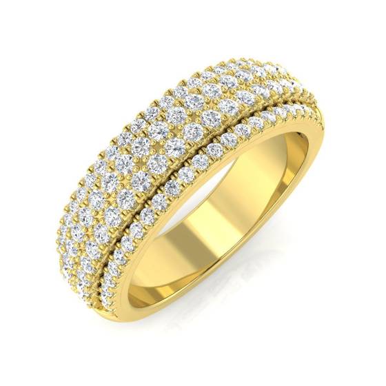 0.77ct SI2/G Round cut Diamond Pave Ring in 18k Yellow Gold