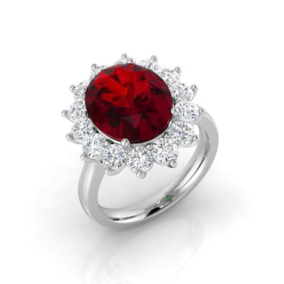 6.44ct SI2/G Oval cut Ruby Gemstone Ring in Platinum